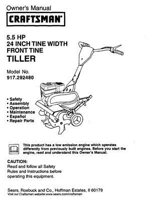 Owners Manual Sears Craftsman Hp Front Tine Tiller Model