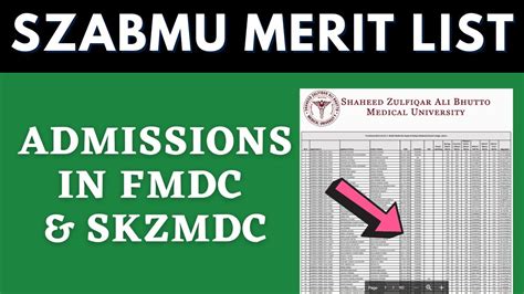 Szabmu Provisional Merit List Mbbs Bds Admissions In Fmdc Skzmdc