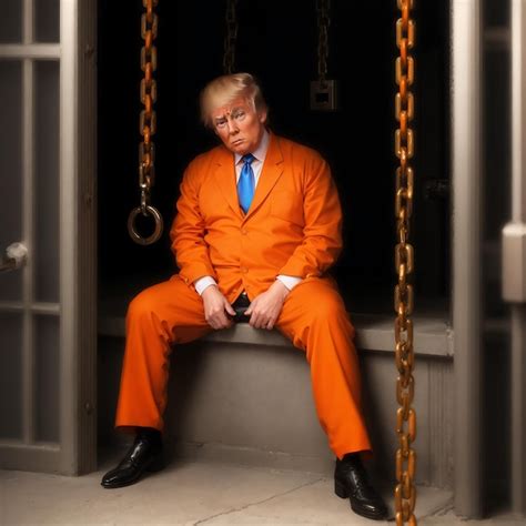 Premium AI Image | Donald Trump in jail wearing an orange suit