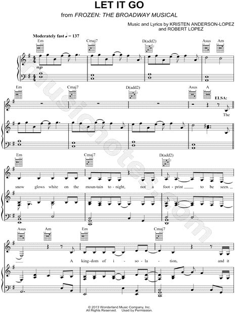 Let It Go Broadway Versoin From Frozen The Broadway Musical Sheet Music In E Minor