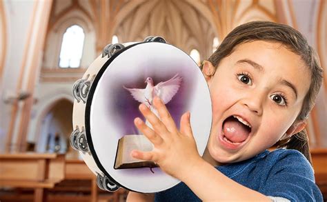 Elsjoy Set Of 2 Tambourine 10 And 8 Dove And Bible