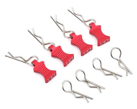 Hot Racing Aluminum EZ Pulls W Body Clips Red HRAAC EZ