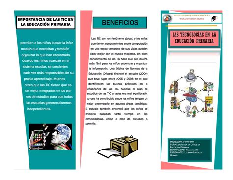 Triptico De Las Tecnologias En La Educacion Primaria Ppt