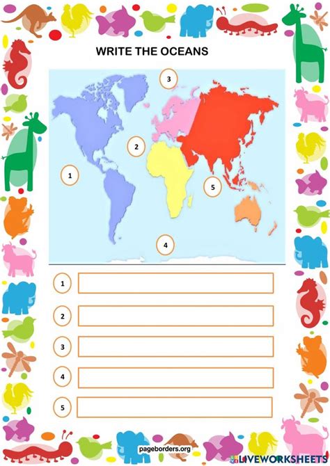 The oceans worksheet | Worksheets, Map, Writing