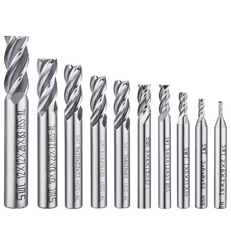 Afunta Pcs Flute End Mill Bits Hss Cnc Straight