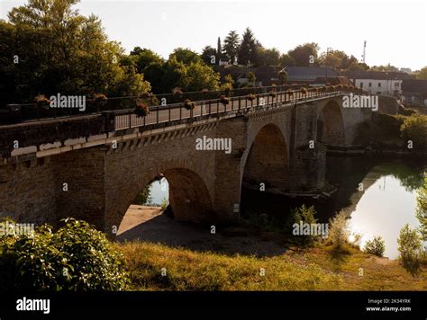 Ancient Bridge Over The River Gave D Oloron At The Town Of Navarrenx In