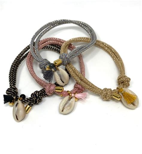 Pulsera Cord N Trenzado Dorado Concha Naccomplementos