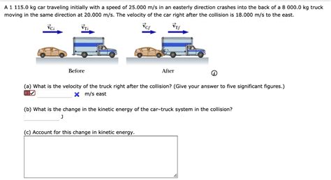 Solved A 1 115 0 Kg Car Traveling Initially With A Speed Of 25 000 M S