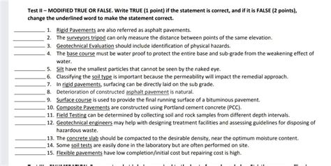 Solved Test II MODIFIED TRUE OR FALSE Write TRUE 1 Chegg