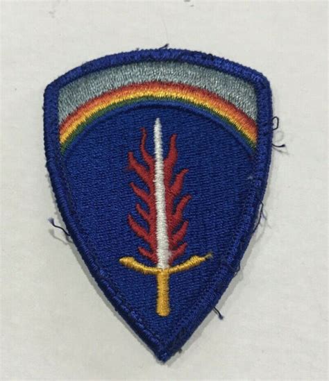 Wwii Us Army Europe Flaming Sword W Rainbow Patch Ebay