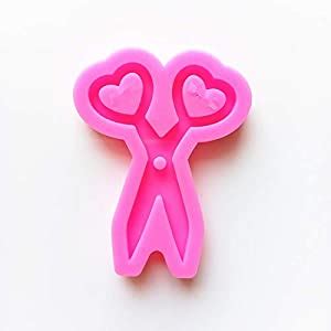 Amazon Shiny Love Scissor Shaped Silicone Keychain Mold Perforated