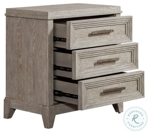 Belmar Washed Taupe And Silver Champagne Drawer Nightstand From