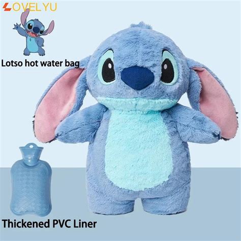 Kawaii Stitch Angel Lotso Plush Hot Cold Water Bottles Reusable Hand Warm Cool Shopee