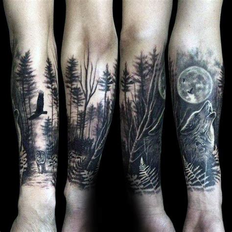 Forest Tattoo Designs For Men Forest Tattoos Wolf Tattoo Sleeve