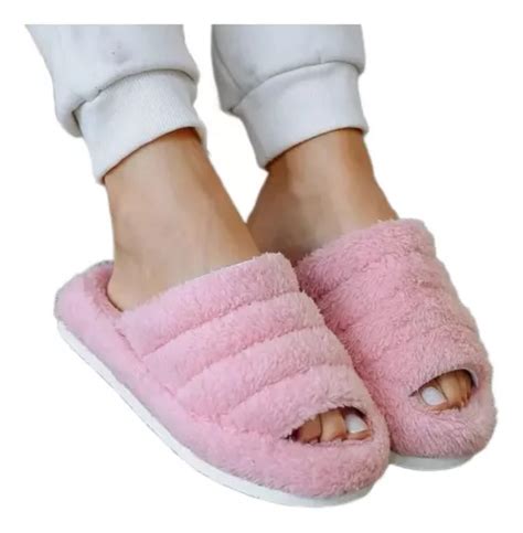 Pantufla Chinela Peluche Suave Suela Goma Bianca Secreta Mercadolibre