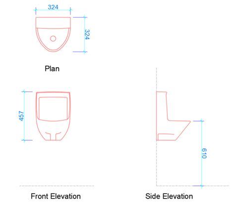 Flat Back Urinal Dimensions in mm ( Download FREE Dwg.) - Layak Architect