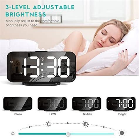 Digital Alarm Clocks Led Mirror Electronic Clock Snooze 1224h