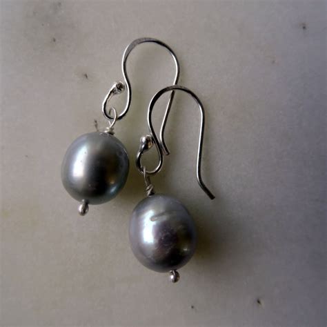 Grey Pearl Drop Earrings Grey Pearl Drops By Calicorosestudio