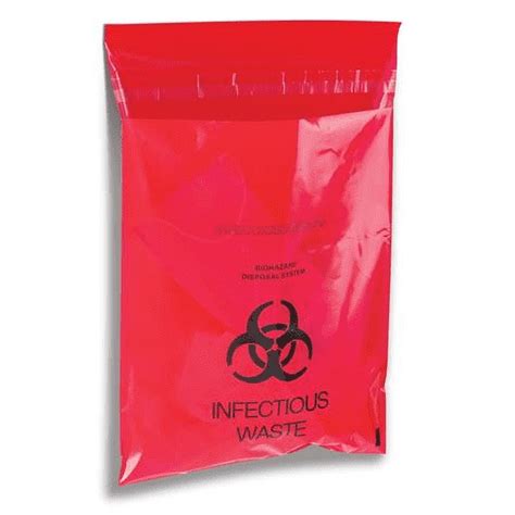 Medical Red Biohazard Waste Bags 9 X 10 Waste Bag With Adhesive Stick