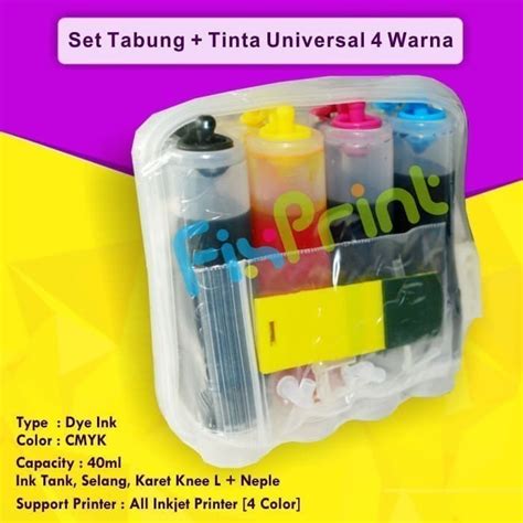 Jual Tabung Infus Modif Plus Tinta Printer Hp Epson Canon Warna Ml