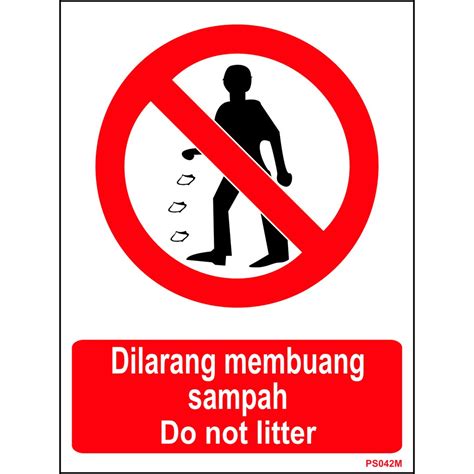 Prohibition Safety Sign Do Not Litter Sticker 300x400mm 2pcspkt Shopee Malaysia