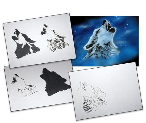 Amazon.com: UMR-Design AS-001 Wolfshead Airbrush Stencil Template Step by Step Size M