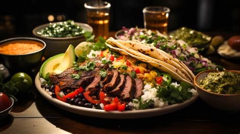 Premium AI Image Freshness On A Plate Grilled Meat Taco Guacamole And