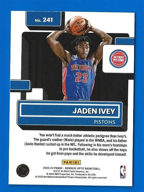 2022 2023 Donruss Optic Jaden Ivey Rated Rookie Card 241 Pistons EBay