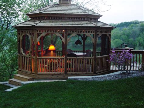 Terrific Barn Wood Double Roof Enclosed Gazebo With Lighting Porch