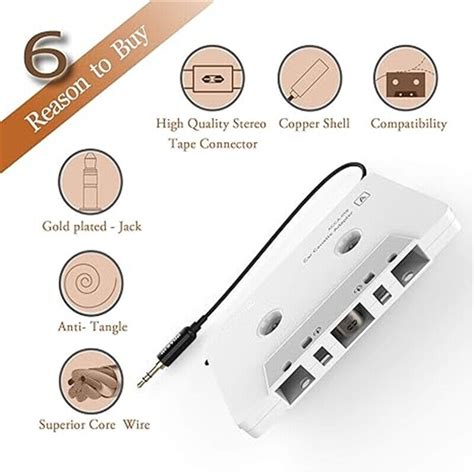 Portable Car Audio Cassette To Aux Adapter Mm Auxillary Cable Tape