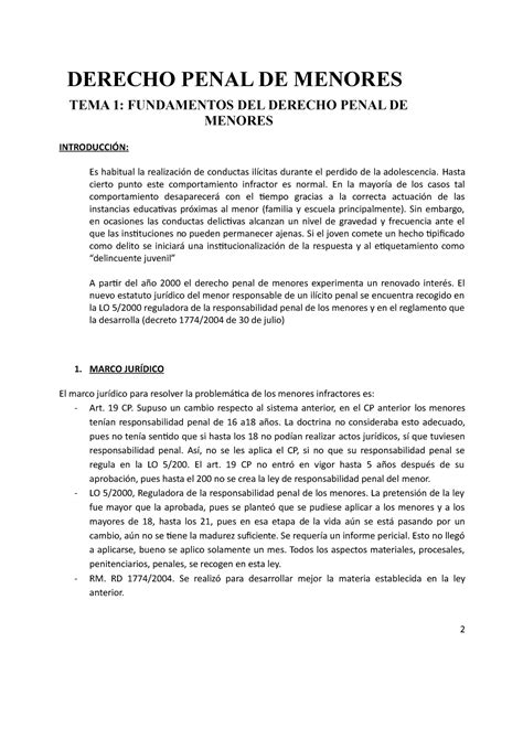 Apuntes Derecho Penal De Menores DERECHO PENAL DE MENORES TEMA 1