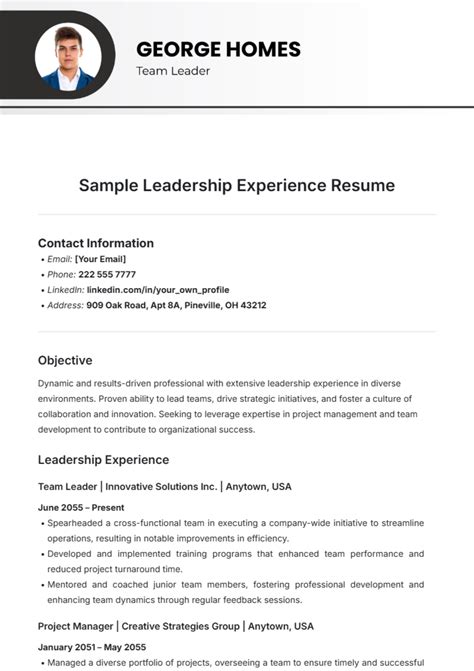 Free Team Leader Resume Templates to Edit Online and Download