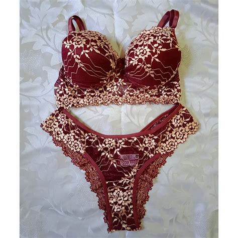 Conjunto Lingerie Renda Sutiã bojo e Calcinha fio dental Shopee Brasil