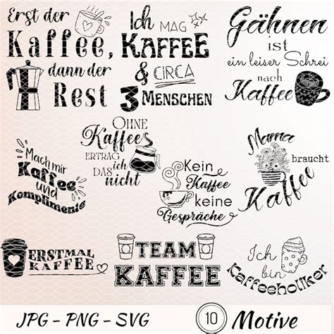 Kaffee Svg Bundle Deutsch Kaffee Spruch Plotter Datei Cricut Etsy De