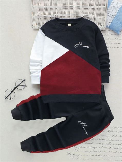 Multicolor Sporty Long Sleeve Cotton Colorblockletter Embellished