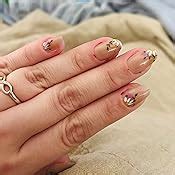 Amazon RikView French Tip Press On Nails Medium Fake Nails Black Stick On Nails Square Nude