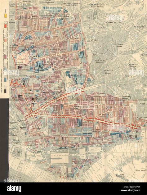 CHARLES BOOTH POVERTY MAP: Wapping Whitechapel Shoreditch Bethnal Green 1902 Stock Photo - Alamy