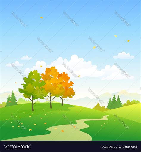 Autumn day scenery Royalty Free Vector Image - VectorStock