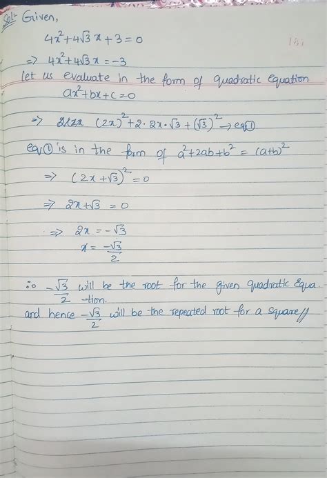 Find The Root Of The Following Quadratic Equation If They Exist By