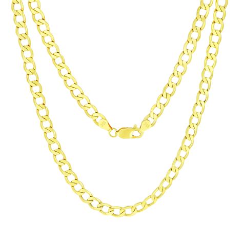 Nuragold K Yellow Gold Mm Cuban Curb Link Chain Pendant Necklace