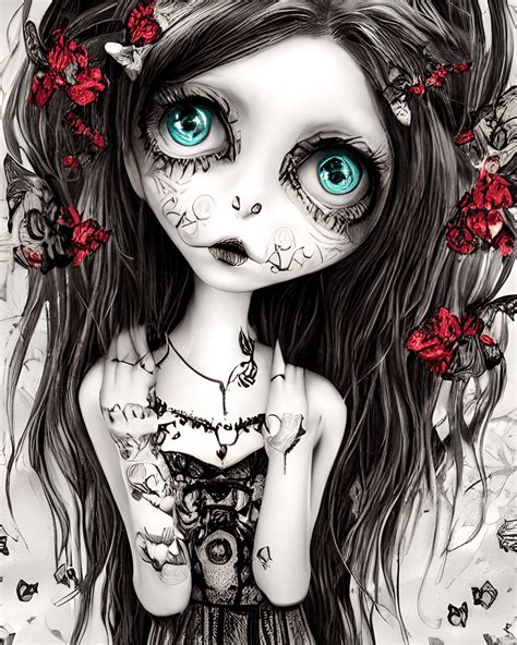 Gothic Emo Girl Kawaii Graphic · Creative Fabrica