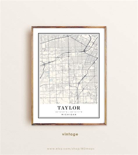 Taylor Michigan Map Taylor MI Map Taylor City Map Taylor - Etsy