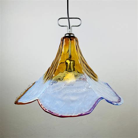 Vintage Ice Murano Glass Pendant Lamp Italy 70s 167032