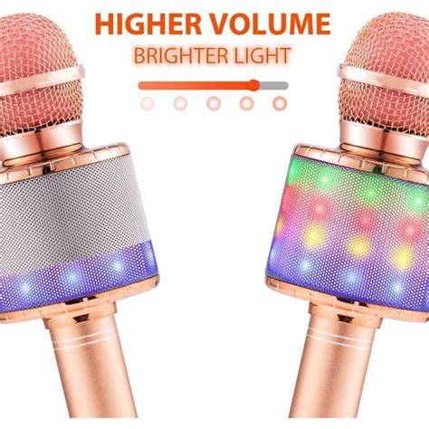 Microphone Karaoké Sans Fil Bluetooth Avec Lumière Led Multi Couleur