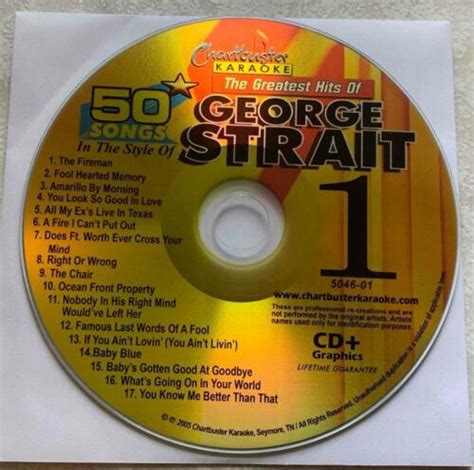 George Strait Greatest Hits Country Karaoke Cdg Chartbuster Cd