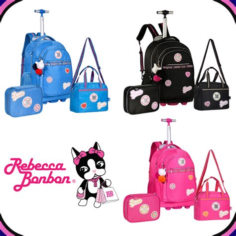 Kit Mochila Rodinha Estojo E Lancheira Rebecca Bonbon Original Clio