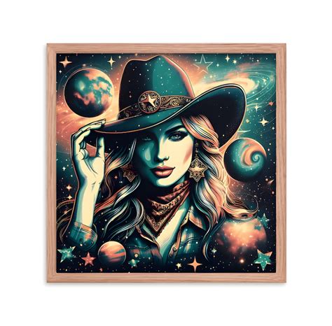 Retro Femme Fatale Poster Png Cosmic Cowgirl Wall Art Print 70s