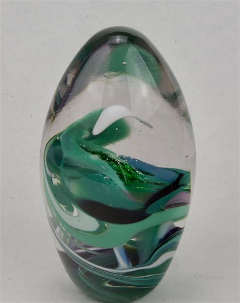 Glass Egg Shape Swirl Art Paperweight Etsy