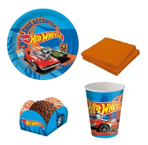 Kit Festa Hot Wheels Pratos Copos Forminha E Guardanapos Parcelamento Sem Juros