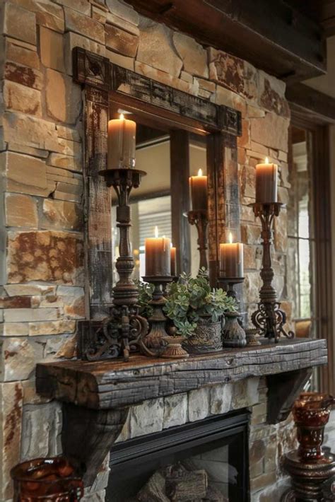 40 Rustic Mantel Decor Ideas for a Country Home2024 家 居家 アイデア